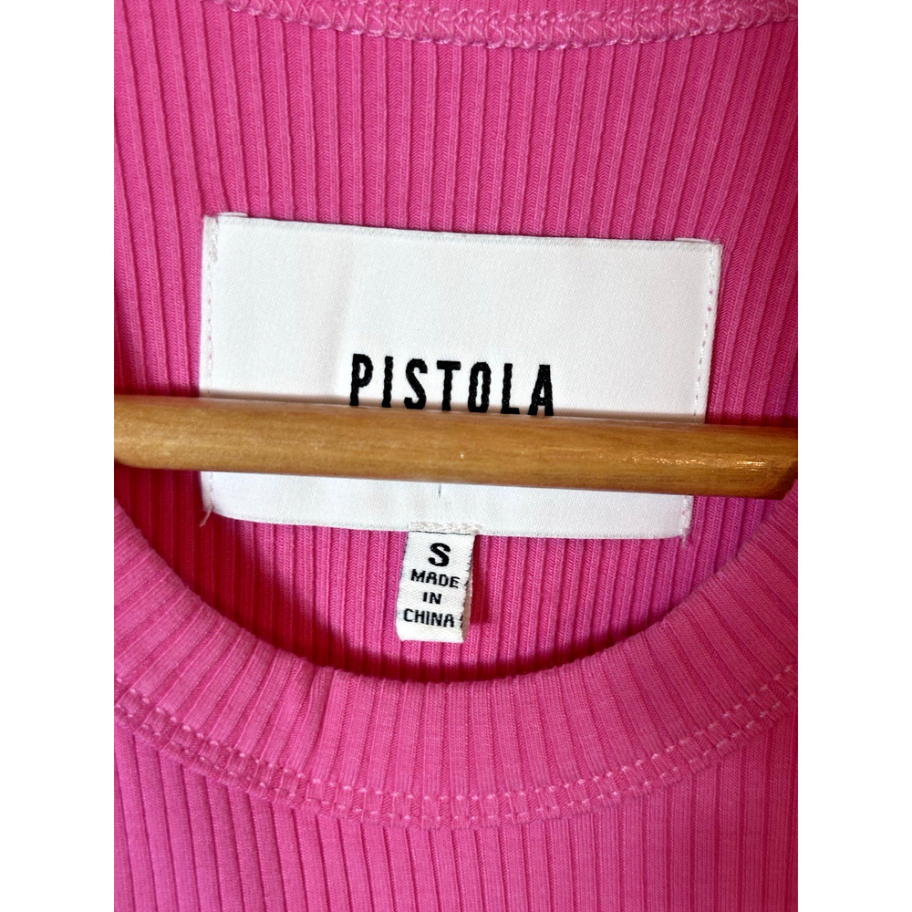 PISTOLA Top Womens Small Hot Pink Blake Ribbed Tank Sleeveless Bodysuit Y2K 90s - Picture 3 of 7